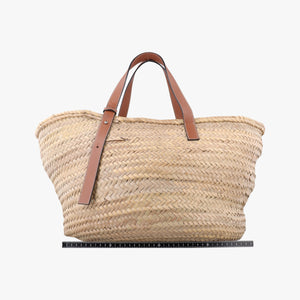 Pre-owned Loewe basket Beige×Brown Leather × Raffia shoulderbag | stylenewstar