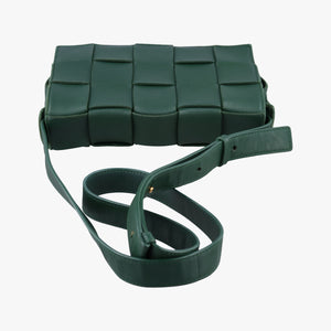 Pre-owned Bottega Veneta Cassette Green lambskin shoulderbag | stylenewstar