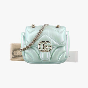 Pre-owned Gucci GG Marmont Green Leather 739682 shoulderbag | stylenewstar