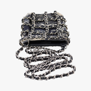 Pre-owned Chanel Tech Me Out phone case Navy x White Canvas AP1161 shoulderbag | stylenewstar