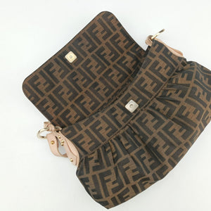 Pre-owned Fendi Tobacco Zucca Chef Brown×pink Canvas×Leather 8BR445 shoulderbag | stylenewstar