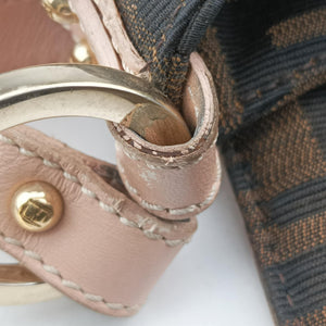 Pre-owned Fendi Tobacco Zucca Chef Brown×pink Canvas×Leather 8BR445 shoulderbag | stylenewstar