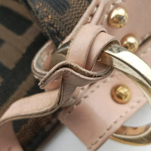 Pre-owned Fendi Tobacco Zucca Chef Brown×pink Canvas×Leather 8BR445 shoulderbag | stylenewstar