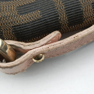 Pre-owned Fendi Tobacco Zucca Chef Brown×pink Canvas×Leather 8BR445 shoulderbag | stylenewstar