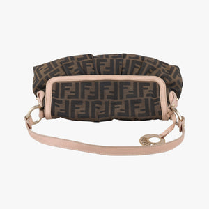 Pre-owned Fendi Tobacco Zucca Chef Brown×pink Canvas×Leather 8BR445 shoulderbag | stylenewstar