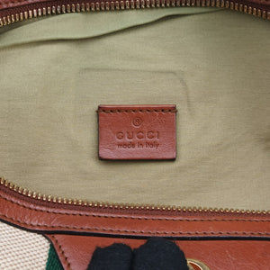 Pre-owned Gucci Sherry Vintage Beige×Brown Canvas × Leather 575082 bum bag/waist bag | stylenewstar