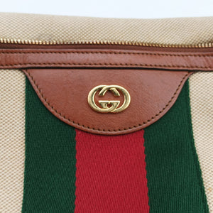 Pre-owned Gucci Sherry Vintage Beige×Brown Canvas × Leather 575082 bum bag/waist bag | stylenewstar