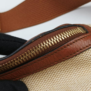 Pre-owned Gucci Sherry Vintage Beige×Brown Canvas × Leather 575082 bum bag/waist bag | stylenewstar
