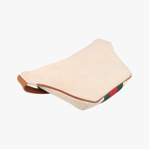 Pre-owned Gucci Sherry Vintage Beige×Brown Canvas × Leather 575082 bum bag/waist bag | stylenewstar
