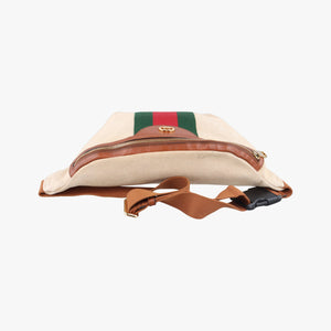 Pre-owned Gucci Sherry Vintage Beige×Brown Canvas × Leather 575082 bum bag/waist bag | stylenewstar