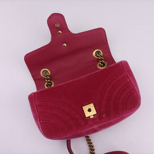 Pre-owned Gucci GG Marmont Pink velour 446744 shoulderbag | stylenewstar