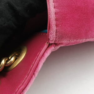 Pre-owned Gucci GG Marmont Pink velour 446744 shoulderbag | stylenewstar