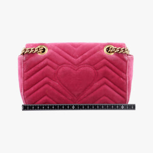 Pre-owned Gucci GG Marmont Pink velour 446744 shoulderbag | stylenewstar