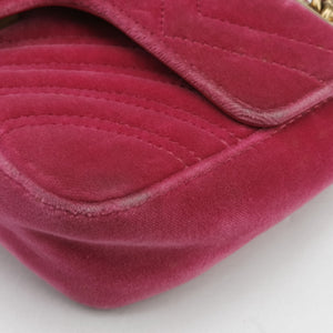Pre-owned Gucci GG Marmont Pink velour 446744 shoulderbag | stylenewstar