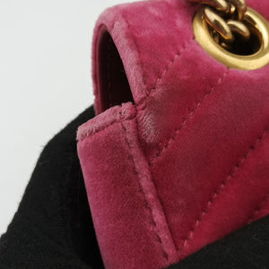 Pre-owned Gucci GG Marmont Pink velour 446744 shoulderbag | stylenewstar