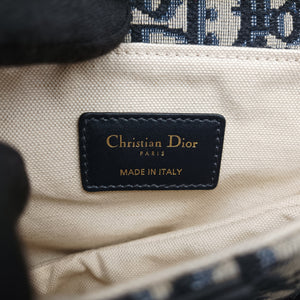 Pre-owned Christian Dior Saddle Navy Jacquard × Leather shoulderbag | stylenewstar