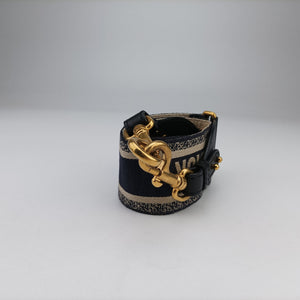 Pre-owned Christian Dior Saddle Navy Jacquard × Leather shoulderbag | stylenewstar