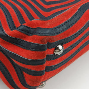 Pre-owned Fendi Dotcom Click Small Red × Black Suede × Leather 8BN299 shoulderbag | stylenewstar