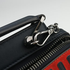 Pre-owned Fendi Dotcom Click Small Red × Black Suede × Leather 8BN299 shoulderbag | stylenewstar