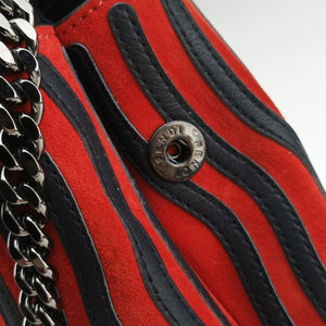 Pre-owned Fendi Dotcom Click Small Red × Black Suede × Leather 8BN299 shoulderbag | stylenewstar