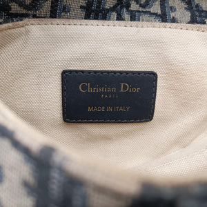 Pre-owned Christian Dior Saddle Navy Jacquard × Leather shoulderbag | stylenewstar