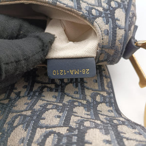 Pre-owned Christian Dior Saddle Navy Jacquard × Leather shoulderbag | stylenewstar