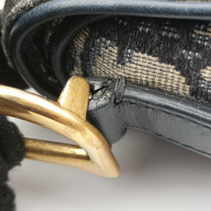 Pre-owned Christian Dior Saddle Navy Jacquard × Leather shoulderbag | stylenewstar