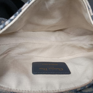 Pre-owned Christian Dior Saddle Navy Jacquard × Leather shoulderbag | stylenewstar