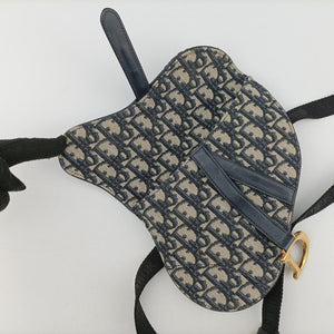Pre-owned Christian Dior Saddle Navy Jacquard×Leather bum bag/waist bag | stylenewstar