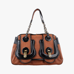 Pre-owned Fendi B Bag Black×Brown Leather×patent 8BN166 handbag | stylenewstar