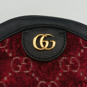 Pre-owned Gucci Ophidia Red×black velour×Leather 574978 shoulderbag | stylenewstar