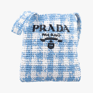 Pre-owned Prada Effect Crochet Blue Raffia shoulderbag | stylenewstar