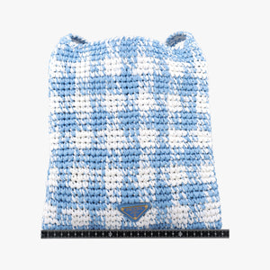 Pre-owned Prada Effect Crochet Blue Raffia shoulderbag | stylenewstar