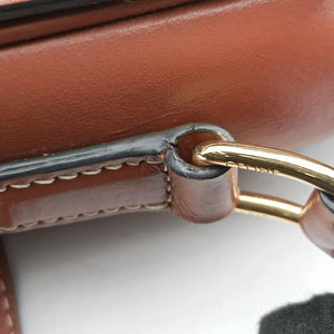 Pre-owned Celine Teen Triomphe White×brown PVC coated canvas shoulderbag | stylenewstar