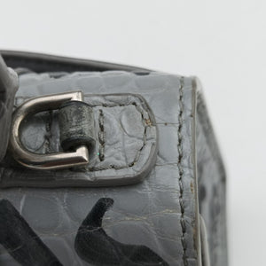 Pre-owned Balenciaga Hourglass Graffiti Gray×Black Leather shoulderbag | stylenewstar