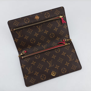 Pre-owned Louis Vuitton Pochette Weekend brown×Fuchsia Pink Monogram Canvas M62456 shoulderbag | stylenewstar