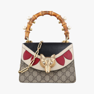 Secondhand Gucci Fox Brooch Bamboo Beige×Multicolour PVC coated canvas×Leather 466428 shoulderbag | stylenewstar