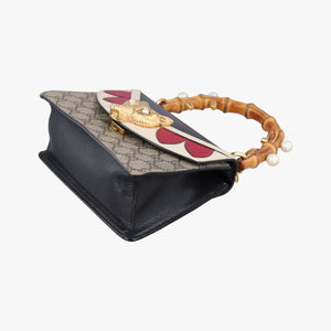 Secondhand Gucci Fox Brooch Bamboo Beige×Multicolour PVC coated canvas×Leather 466428 shoulderbag | stylenewstar