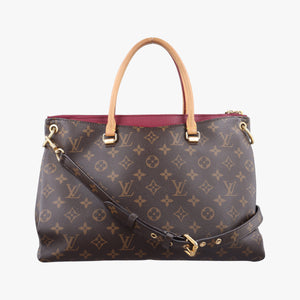 Secondhand Louis Vuitton PALLAS brown×Bordeaux Monogram Canvas×calf leather M40906 shoulderbag | stylenewstar