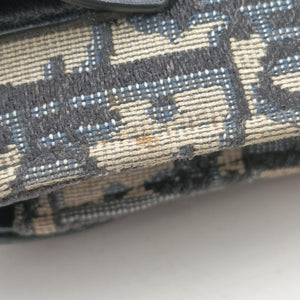 Pre-owned Christian Dior Saddle Navy Jacquard x Leather bum bag/waist bag | stylenewstar