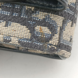 Pre-owned Christian Dior Saddle Navy Jacquard x Leather bum bag/waist bag | stylenewstar