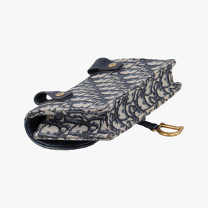 Pre-owned Christian Dior Saddle Navy Jacquard x Leather bum bag/waist bag | stylenewstar