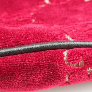 Pre-owned Gucci GG Velvet Web Red Velour×leather 574960 shoulderbag | stylenewstar
