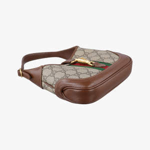 Secondhand Gucci Jackie 1961 GG Supreme Brown PVC coated canvas×Leather 637092 handbag | stylenewstar