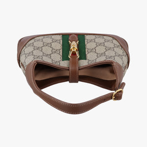Secondhand Gucci Jackie 1961 GG Supreme Brown PVC coated canvas×Leather 637092 handbag | stylenewstar
