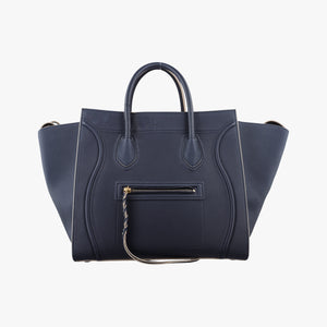 Pre-owned Celine Luggage Square Phantom Navy Leather handbag | stylenewstar