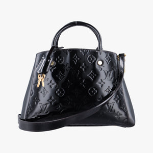 Pre-owned Louis Vuitton Montaigne BB Noir Vernis shoulderbag | stylenewstar
