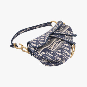 Secondhand Christian Dior Saddle Navy Jacquard shoulderbag | stylenewstar