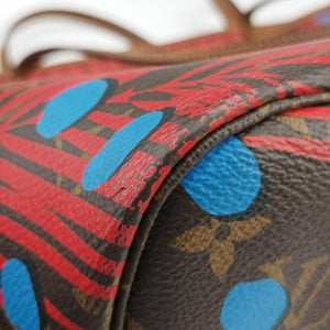 Secondhand Louis Vuitton Neverfull MM Brown x Poppy Denim Monogram Jungle Dot M41978 shoulderbag | stylenewstar