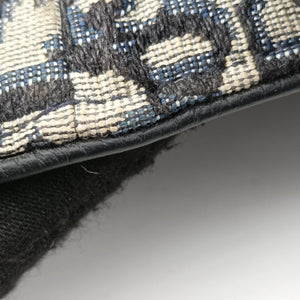 Pre-owned Christian Dior saddle Navy Jacquard×Leather crossbodybag | stylenewstar